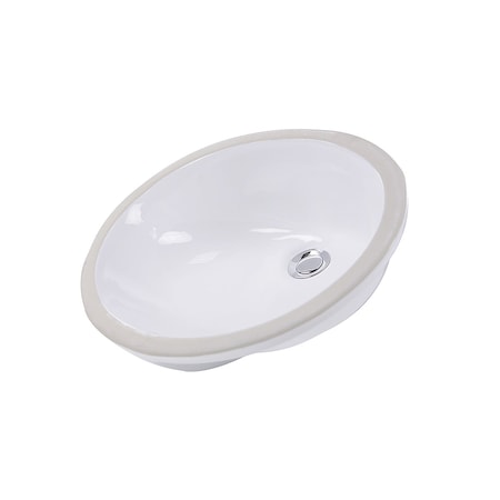 Nantucket Sinks 17 Inch x 14 Inch Glazed Bottom Undermount GB-17x17-W Oval Ceramic Sink In White GB-17x14-W